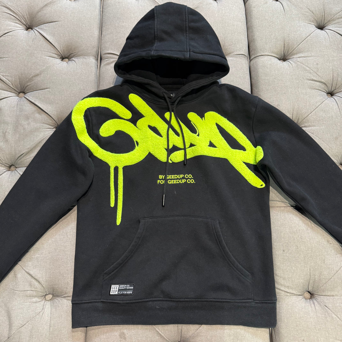 Geedup Handstyle Hoodie 'Black Hyper Green' (Second hand)