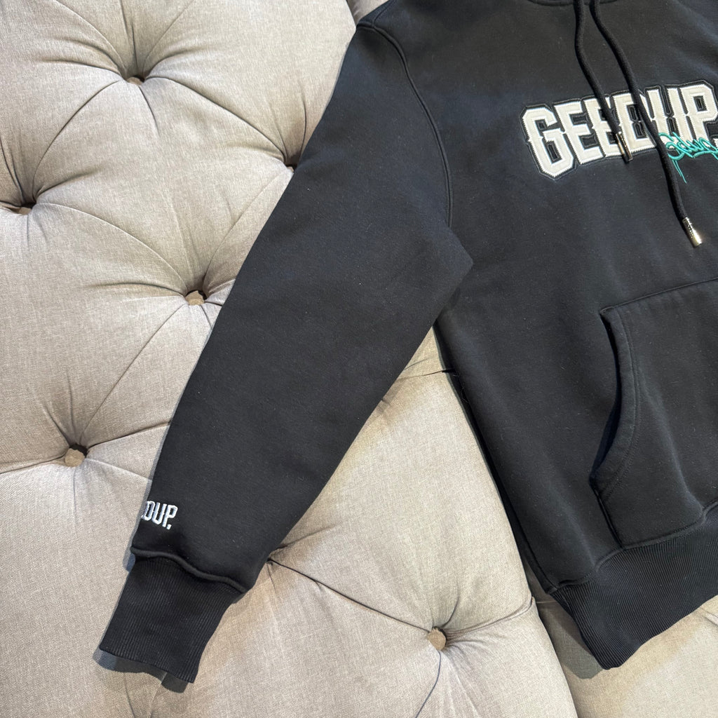 Geedup Play For Keeps x Footlocker Hoodie 'Black Turbo Green' (Second hand)