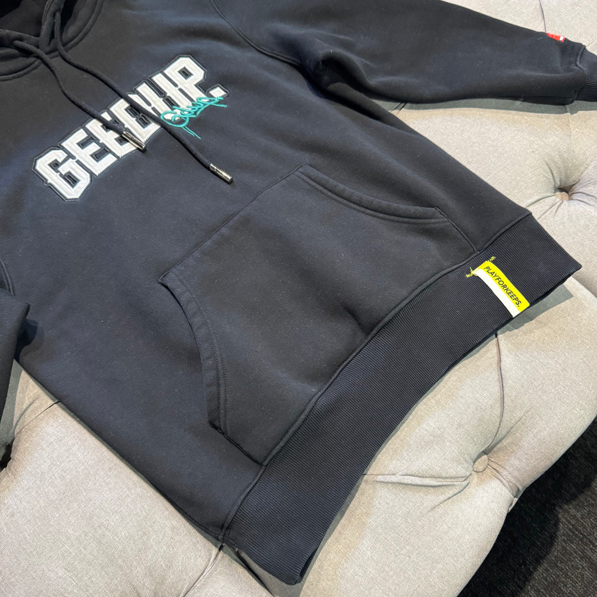Geedup Play For Keeps x Footlocker Hoodie 'Black Turbo Green' (Second hand)
