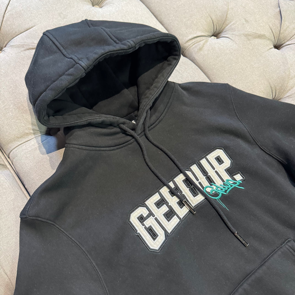 Geedup Play For Keeps x Footlocker Hoodie 'Black Turbo Green' (Second hand)