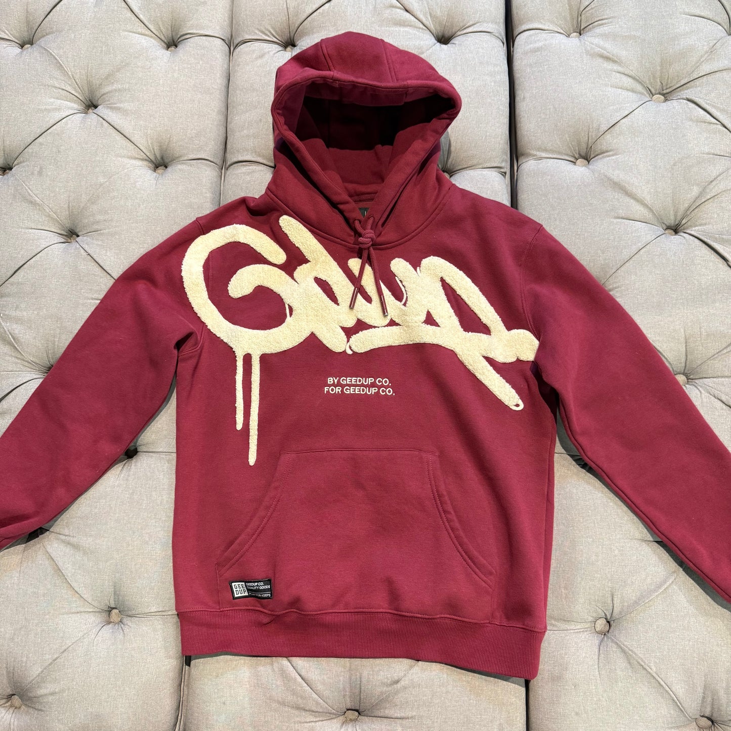 Geedup Handstyle Hoodie 'Maroon Cream' (Second hand)