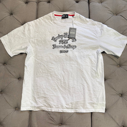 Geedup Stitched Logo Forever & Always T-shirt 'White Black' (Second hand)