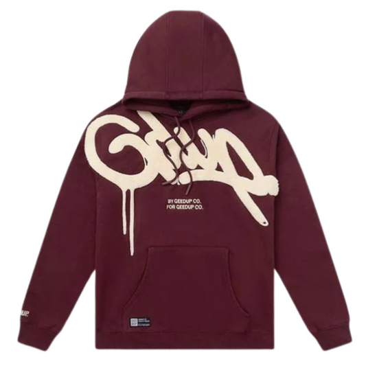 Geedup Handstyle Hoodie 'Maroon/cream'