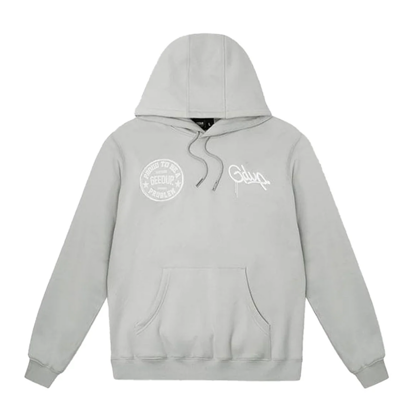 Geedup Proud To Be A Problem Hoodie 'Grey/White'