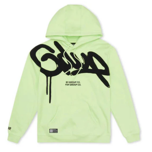 Geedup Handstyle Hoodie 'Pastel Green Black'