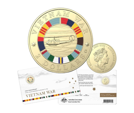 2023 $2 'C' Uncirculated Coloured Coin Vietnam War 50th Anniversary