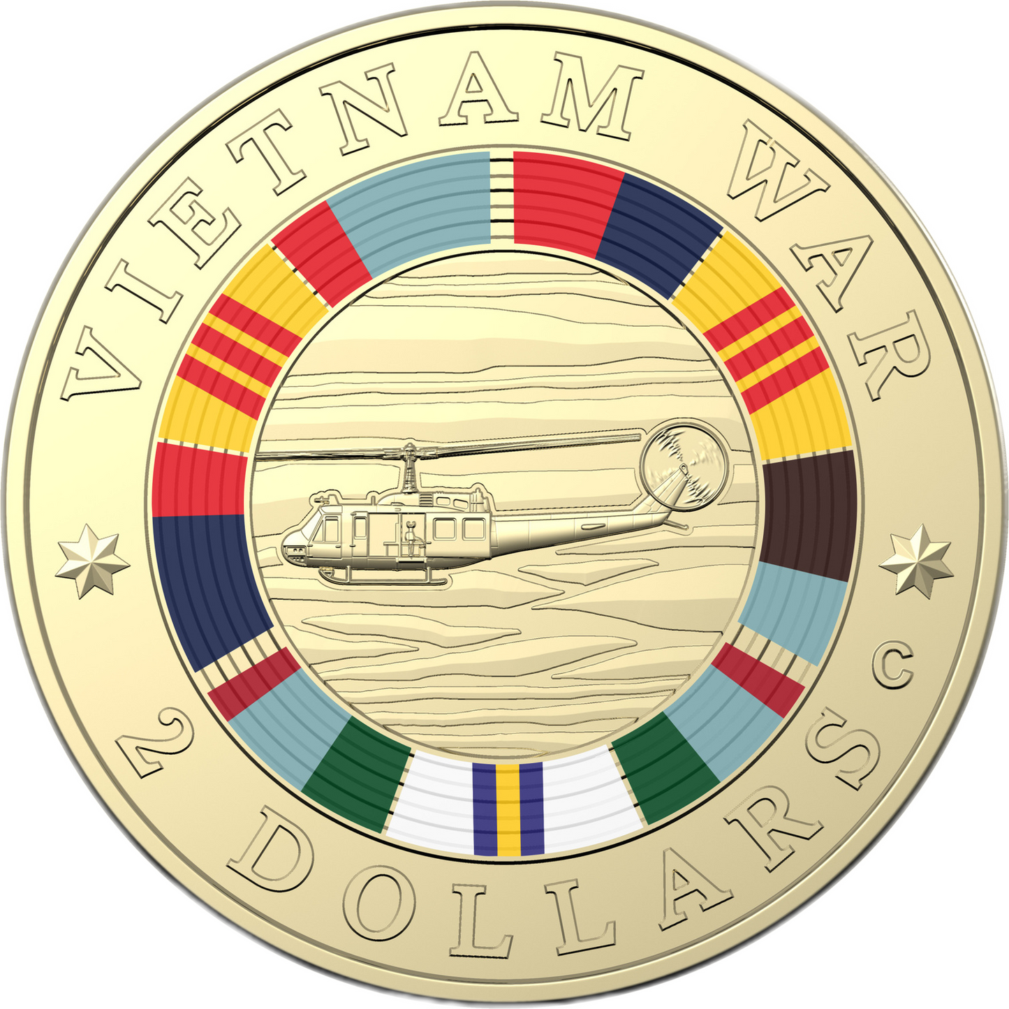 2023 $2 'C' Uncirculated Coloured Coin Vietnam War 50th Anniversary